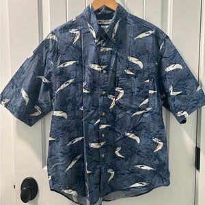 Columbia Button Down Shirt Marlin Print Size Medium Fishermancore